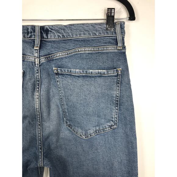 AGOLDE Nico High Rise Button Fly Denim Jeans Slim Frayed Hem Capsule Minimalist - Picture 8 of 13